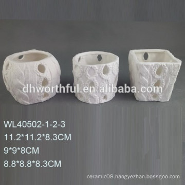 Hollow series varied white porcelain candle holder